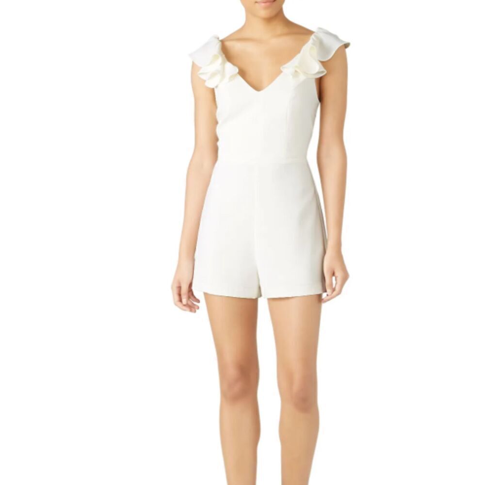 Amanda Uprichard‎ Gimlet Short Romper White Sleeveless Ruffle Straps Size Medium